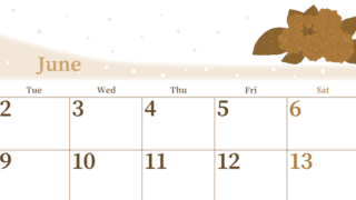 2026年6月横型レトロな月曜始まり 薔薇イラストのおしゃれA4無料セピア調カレンダー(2026-00650601)