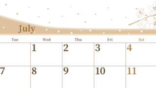 2026年7月横型レトロな月曜始まり 白ユリのイラストがおしゃれなA4無料セピア調カレンダー(2026-00650701)