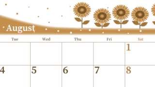 2026年8月横型レトロな月曜始まり 季節の花イラストのおしゃれA4無料セピア調カレンダー(2026-00650801)