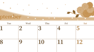 2026年9月横型レトロな月曜始まり マリーゴールドがおしゃれなイラストA4無料セピア調カレンダー(2026-00650901)