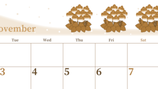 2026年11月横型レトロな月曜始まり シクラメンがおしゃれなイラストA4無料セピア調カレンダー(2026-00651101)