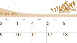 2026年2月横型レトロな日曜始まり 黄色花がおしゃれなイラストA4無料セピア調カレンダー(2026-00650200)