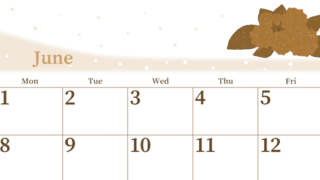 2026年6月横型レトロな日曜始まり 薔薇イラストのおしゃれA4無料セピア調カレンダー(2026-00650600)