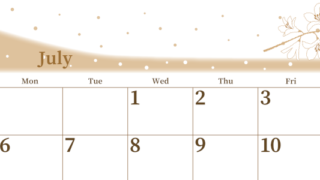 2026年7月横型レトロな日曜始まり 白ユリのイラストがおしゃれなA4無料セピア調カレンダー(2026-00650700)