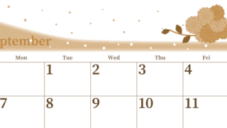 2026年9月横型レトロな日曜始まり マリーゴールドがおしゃれなイラストA4無料セピア調カレンダー(2026-00650900)