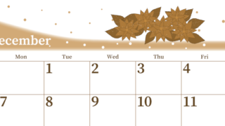 2026年12月横型レトロな日曜始まり ポインセチアがおしゃれなイラストA4無料セピア調カレンダー(2026-00651200)