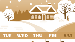 2026年1月縦型レトロな月曜始まり 北欧デザインイラストのかわいいA4無料セピア調カレンダー(2026-00660111)