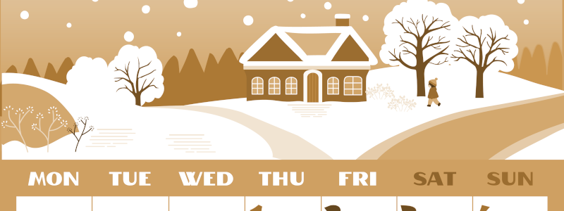 2026年1月縦型レトロな月曜始まり 北欧デザインイラストのかわいいA4無料セピア調カレンダー(2026-00660111)