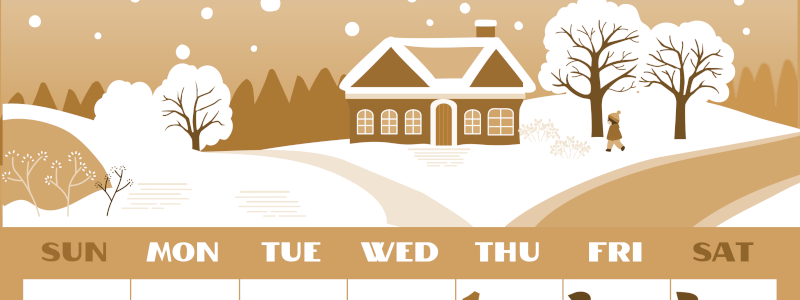 2026年1月縦型レトロな日曜始まり 北欧チックなイラストのかわいいA4無料セピア調カレンダー(2026-00660110)