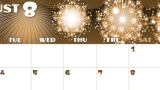 2026年8月横型レトロな月曜始まり 風物詩イラストのかわいいA4無料セピア調カレンダー(2026-00660801)