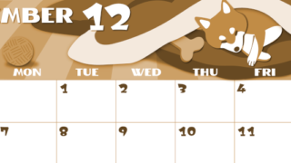 2026年12月横型レトロな日曜始まり 柴犬イラストのかわいいA4無料セピア調カレンダー(2026-00661200)