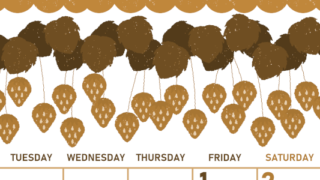 2026年5月縦型レトロな月曜始まり いちごイラストのかわいいA4無料セピア調カレンダー(2026-00680511)