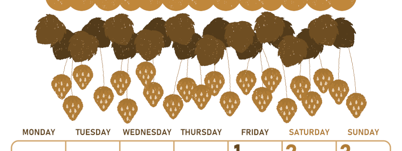 2026年5月縦型レトロな月曜始まり いちごイラストのかわいいA4無料セピア調カレンダー(2026-00680511)