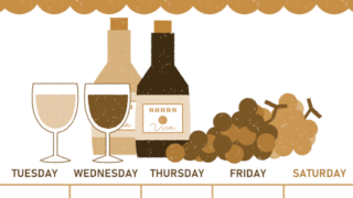 2026年11月縦型レトロな月曜始まり ぶどうイラストのかわいいA4無料セピア調カレンダー(2026-00681111)