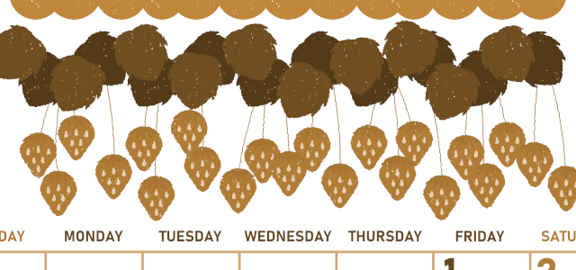 2026年5月縦型レトロな日曜始まり いちごイラストのかわいいA4無料セピア調カレンダー(2026-00680510)