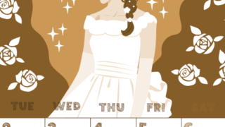 2026年6月縦型レトロな月曜始まり 白薔薇イラストのかわいいA4無料セピア調カレンダー(2026-00690611)