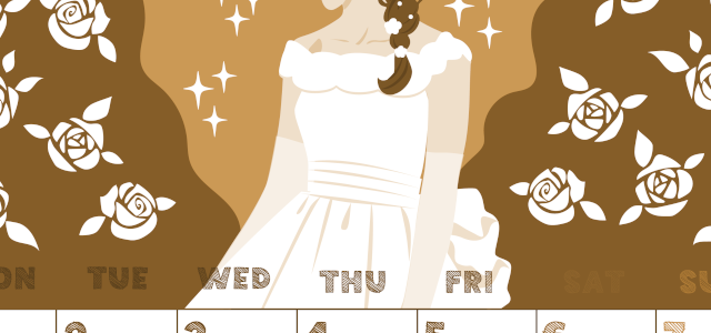 2026年6月縦型レトロな月曜始まり 白薔薇イラストのかわいいA4無料セピア調カレンダー(2026-00690611)