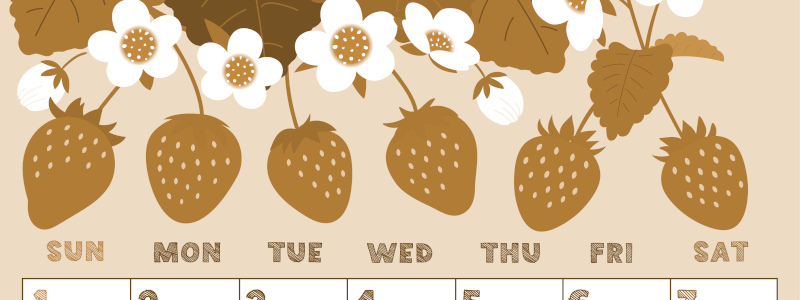 2026年3月縦型レトロな日曜始まり イラストのかわいいA4無料セピア調カレンダー(2026-00690310)