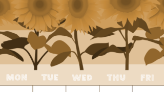 2026年8月縦型レトロな日曜始まり 夏らしいイラストのかわいいA4無料セピア調カレンダー(2026-00690810)