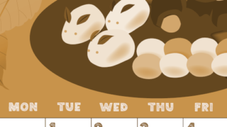 2026年9月縦型レトロな日曜始まり 和菓子イラストのかわいいA4無料セピア調カレンダー(2026-00690910)