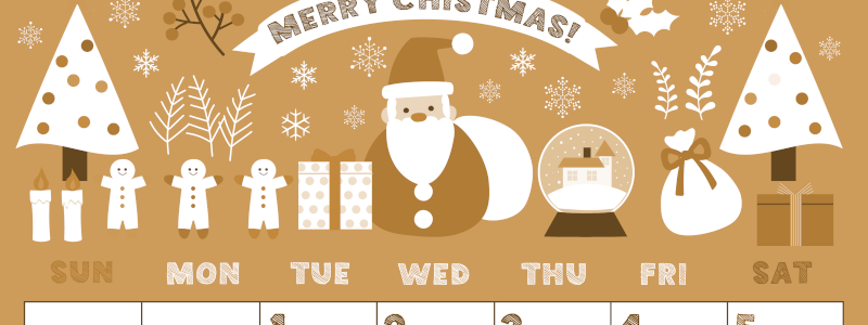 2026年12月縦型レトロな日曜始まり 季節の行事イラストがかわいいA4無料セピア調カレンダー(2026-00691210)