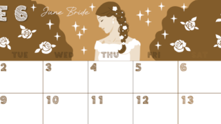 2026年6月横型レトロな月曜始まり 白薔薇イラストのかわいいA4無料セピア調カレンダー(2026-00690601)