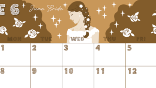 2026年6月横型レトロな日曜始まり 白薔薇イラストのかわいいA4無料セピア調カレンダー(2026-00690600)