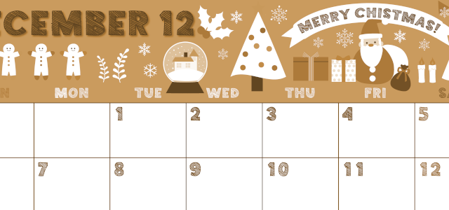 2026年12月横型レトロな日曜始まり 季節の行事イラストがかわいいA4無料セピア調カレンダー(2026-00691200)