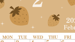 2026年2月縦型レトロな日曜始まり いちごがかわいいイラストA4無料セピア調カレンダー(2026-00700210)