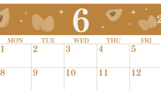 2026年6月横型レトロな日曜始まり びわのイラストがかわいいA4無料セピア調カレンダー(2026-00700600)