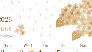 2026年6月縦型レトロな月曜始まり 梅雨の季節イラストのかわいいA4無料セピア調カレンダー(2026-00710611)