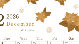 2026年12月縦型レトロな月曜始まり ポインセチアがかわいいイラストA4無料セピア調カレンダー(2026-00711211)