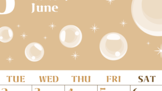 2026年6月縦型レトロな月曜始まり 誕生石のイラストがおしゃれなA4無料セピア調カレンダー(2026-00720611)