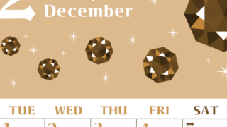 2026年12月縦型レトロな月曜始まり 誕生石のイラストがおしゃれなA4無料セピア調カレンダー(2026-00721211)