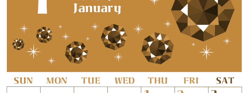 2026年1月縦型レトロな日曜始まり ルビーイラストのおしゃれA4無料セピア調カレンダー(2026-00720110)