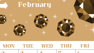 2026年2月縦型レトロな日曜始まり 誕生石のイラストがおしゃれなA4無料セピア調カレンダー(2026-00720210)