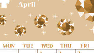 2026年4月縦型レトロな日曜始まり 誕生石のイラストがおしゃれなA4無料セピア調カレンダー(2026-00720410)