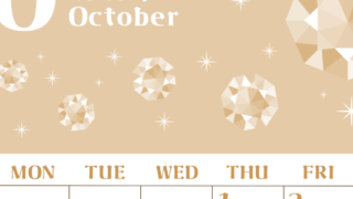 2026年10月縦型レトロな日曜始まり 誕生石のイラストがおしゃれなA4無料セピア調カレンダー(2026-00721010)