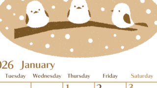 2026年1月縦型レトロな月曜始まり イラストのおしゃれA4無料セピア調カレンダー(2026-00730111)