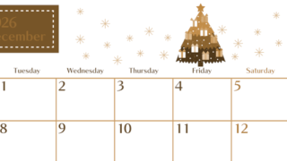 2026年12月横型レトロな月曜始まり クリスマスツリーイラストのおしゃれA4無料セピア調カレンダー(2026-00731201)