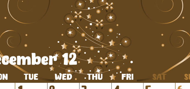 2026年12月縦型レトロな月曜始まり ツリーイラストのかわいいA4無料セピア調カレンダー(2026-00741211)