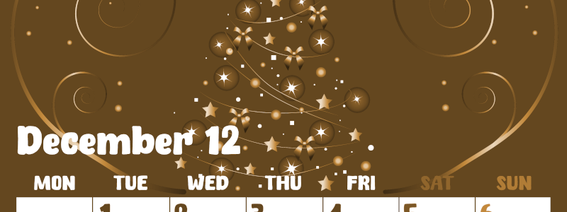 2026年12月縦型レトロな月曜始まり ツリーイラストのかわいいA4無料セピア調カレンダー(2026-00741211)