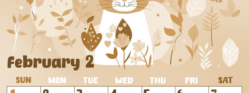 2026年2月縦型レトロな日曜始まり イラストのかわいいA4無料セピア調カレンダー(2026-00740210)