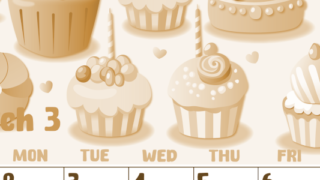 2026年3月縦型レトロな日曜始まり イラストのかわいいA4無料セピア調カレンダー(2026-00740310)