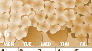 2026年6月縦型レトロな日曜始まり アジサイイラストのかわいいA4無料セピア調カレンダー(2026-00740610)