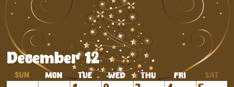 2026年12月縦型レトロな日曜始まり ツリーイラストのかわいいA4無料セピア調カレンダー(2026-00741210)