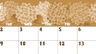 2026年6月横型レトロな月曜始まり アジサイイラストのかわいいA4無料セピア調カレンダー(2026-00740601)