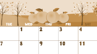 2026年7月横型レトロな月曜始まり 桃イラストのかわいいA4無料セピア調カレンダー(2026-00740701)