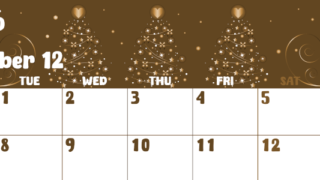 2026年12月横型レトロな月曜始まり ツリーイラストのかわいいA4無料セピア調カレンダー(2026-00741201)