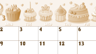 2026年3月横型レトロな日曜始まり イラストのかわいいA4無料セピア調カレンダー(2026-00740300)